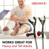 Image of ORTONYX Forearm Crutches for Adults 1 Pair - Open Cuff - Handle with Light Reflector - Built-in Height Adjustment Clip - High Density Sturdy Aluminum - 308lb Max / AL01