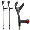 Image of ORTONYX Forearm Crutches for Adults 1 Pair - Open Cuff - Handle with Light Reflector - Built-in Height Adjustment Clip - High Density Sturdy Aluminum - 308lb Max / AL01