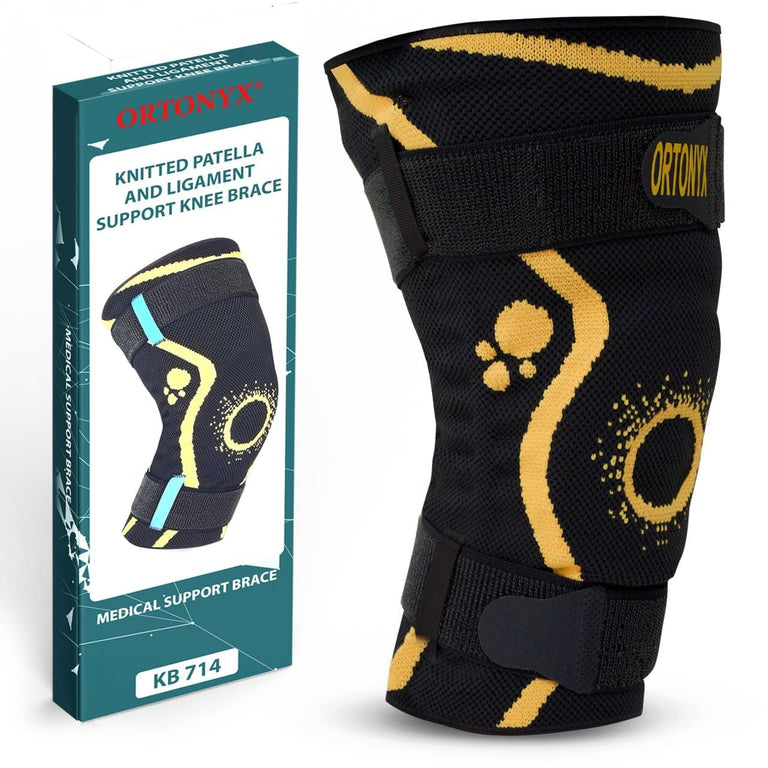ORTONYX Knee Brace With Patella Gel Ring Pad & Extra Fastening Straps / 3D Knitted Knee Sleeve for Knee Pain Relief, Ultimate Patella and Ligament Support and Fast Recovery from Knee Injuries, Meniscus Tear Arthritis ACL PCL Men & Women / L