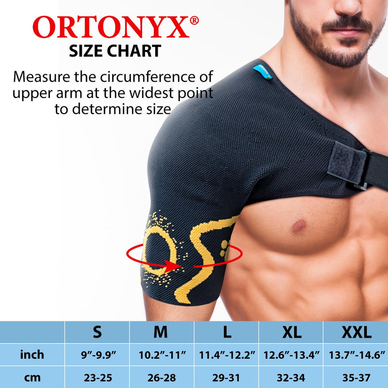 ORTONYX Shoulder Stability Brace Compression Sleeve for Rotator Cuff Support, Injury Prevention, Dislocated AC Joint, Labrum Tear, Frozen Shoulder Pain, Sprain, Soreness, Bursitis / ACKB743