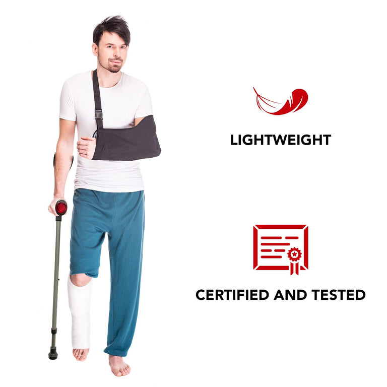 ORTONYX Forearm Crutches for Adults 1 Pair - Open Cuff - Handle with Light Reflector - Built-in Height Adjustment Clip - High Density Sturdy Aluminum - 308lb Max / AL01