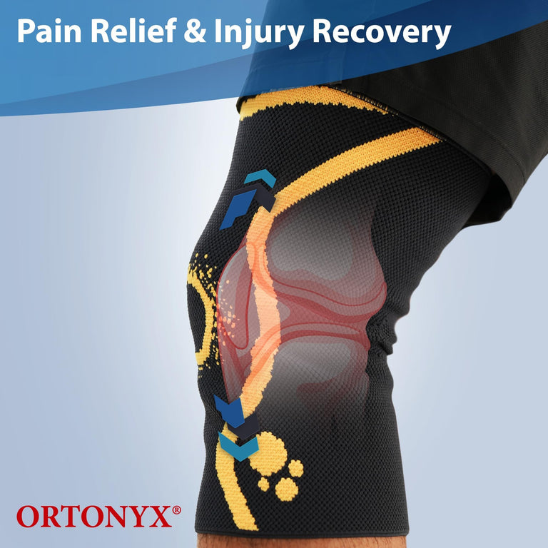 ORTONYX Knee Compression Sleeve, 3D Knitted Knee Brace for Pain Relief, Recovery from Injuries, Meniscus Tear Arthritis ACL PCL Men & Women