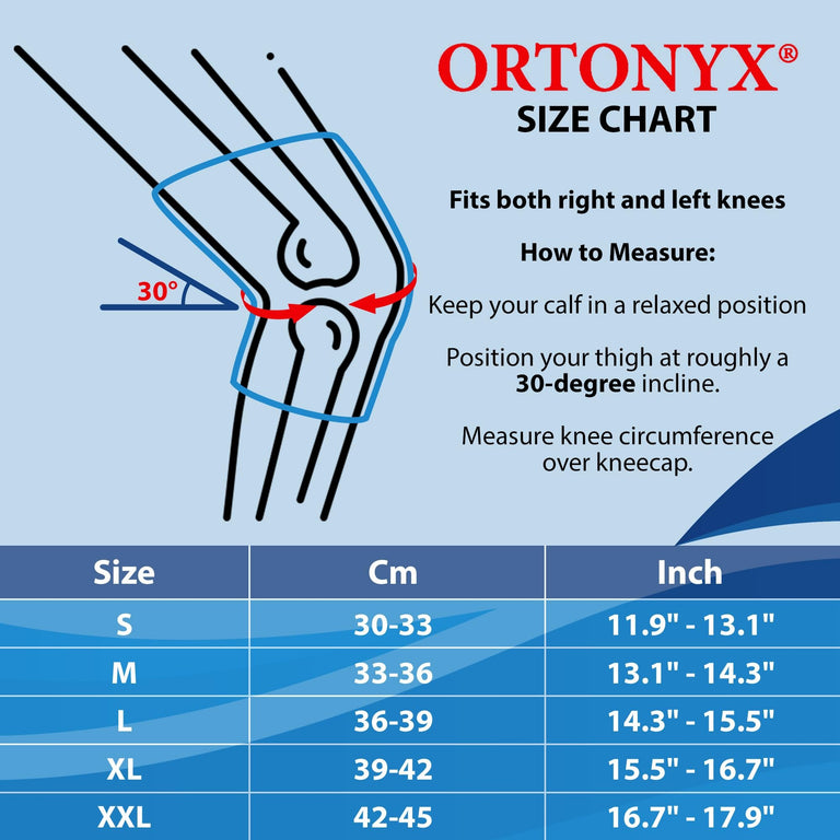 ORTONYX Knee Compression Sleeve, 3D Knitted Knee Brace for Pain Relief, Recovery from Injuries, Meniscus Tear Arthritis ACL PCL Men & Women