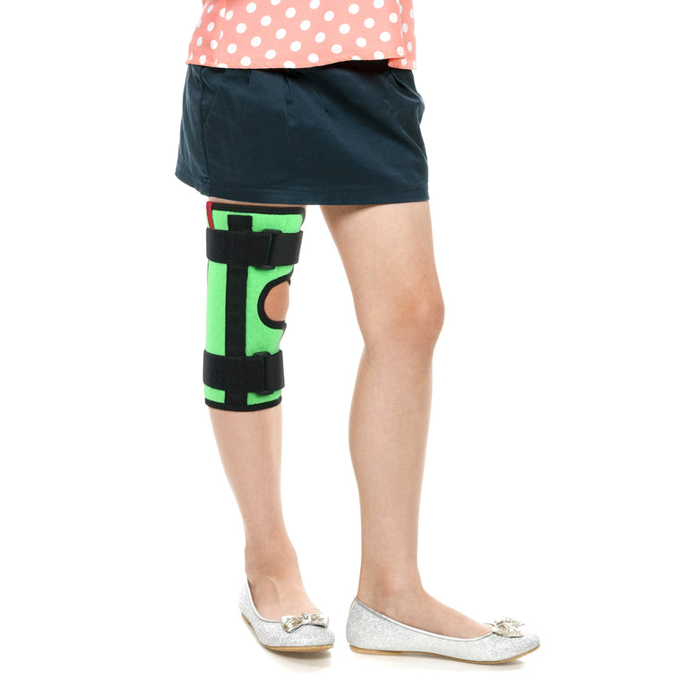 Kids Tri-Panel Knee Immobilizer - Breathable and Lightweight - Straight Leg Support - Knee Splint / ACJB2117GR