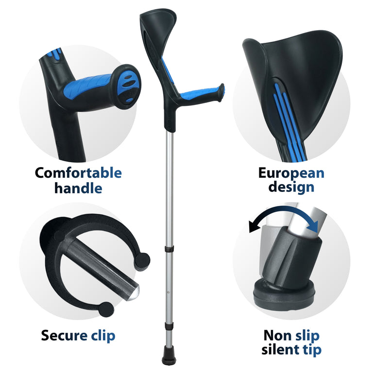 Advance Adult Walking Forearm Crutches Ergonomic Handle with Comfy Grip